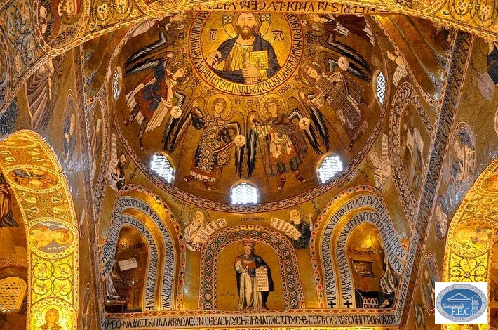 Image of the dome with Christ as Pantocrator in the Cappella Palatina