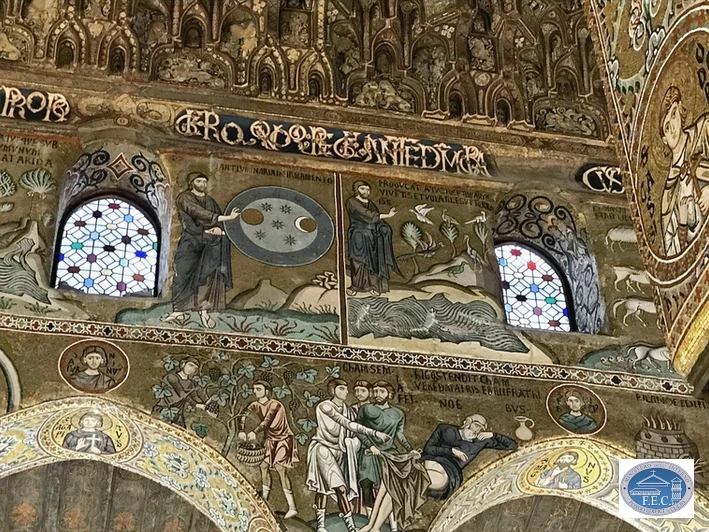 Mosaic with round world in the Cappella Palatina