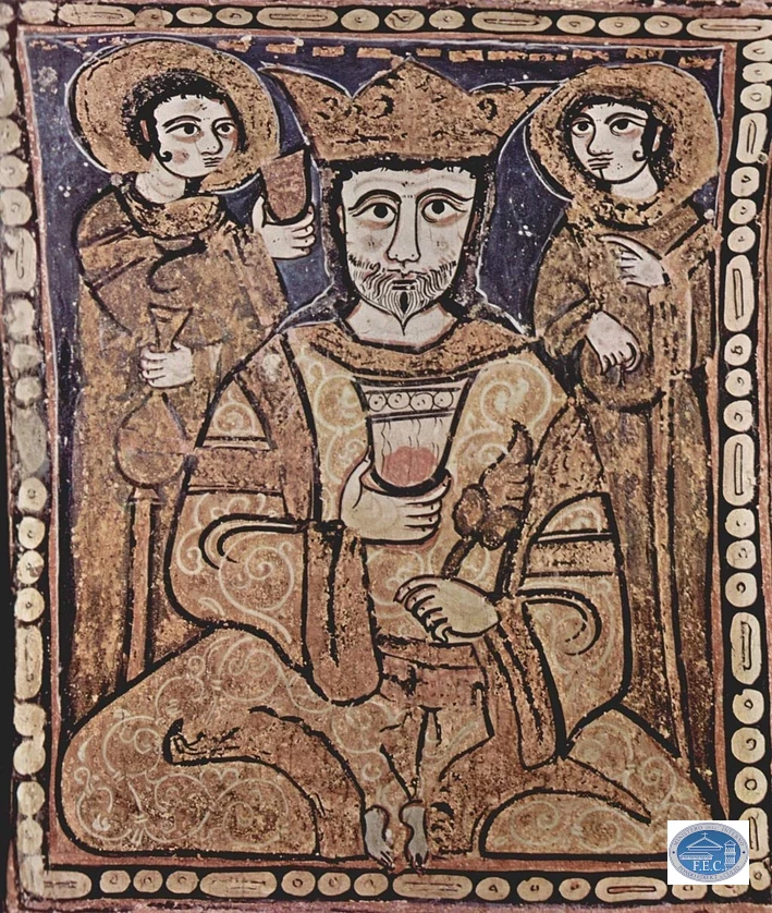 Roger II of Sicily, depicted in Christian and Arabic style