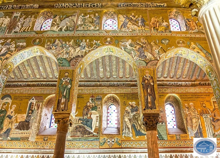Scenes from the Old Testament on the side walls of the Cappella Palatina