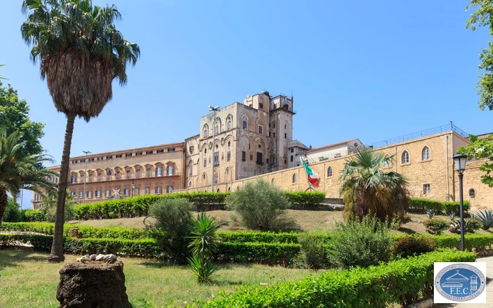 The Palazzo Reale with the Villa Bonanno park in the foreground