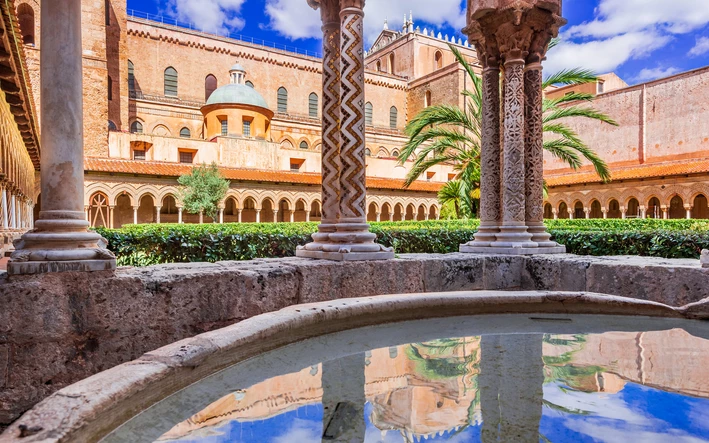 Fountain at the cloister in Monreale Cathedral