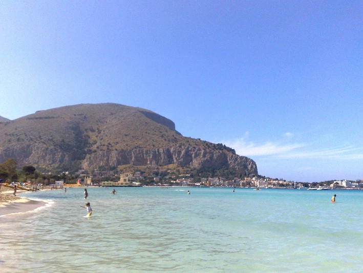 View of Capo Gallo from Mondello beach