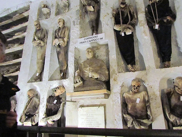 Bodies laid out along the corridors in the Capuchin Crypt in Palermo