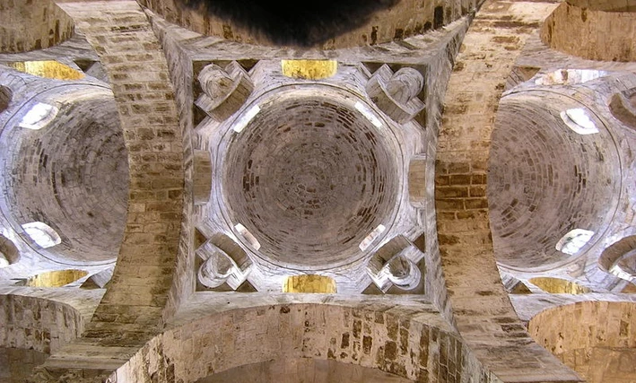 View of the domes of the church of San Cataldo from the interior.