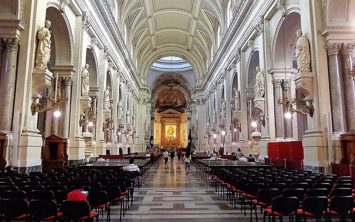 Baroque interior of the cathedral in Palermo