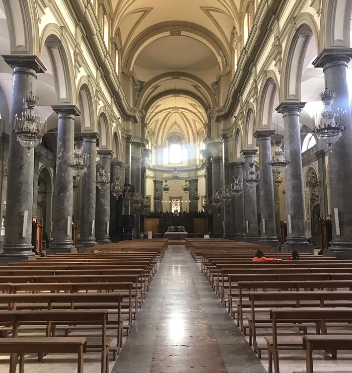 The interior of the church of San Domenico with a view of the high altar
