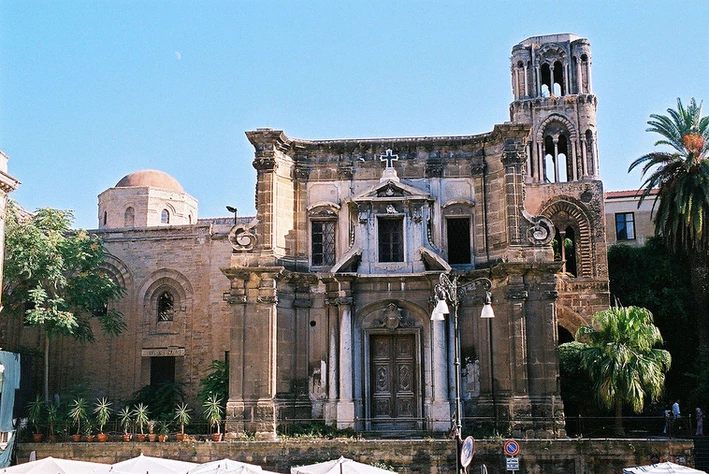 View of the baroque façade of the Santa Maria dell'Ammiraglio.