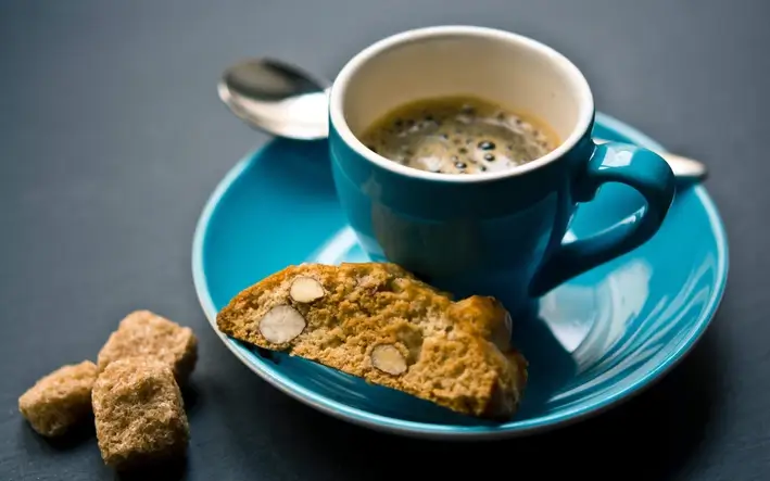 Espresso in a blue cup