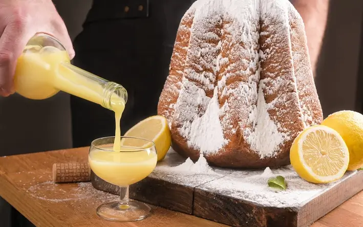 Limoncello is served with a cake