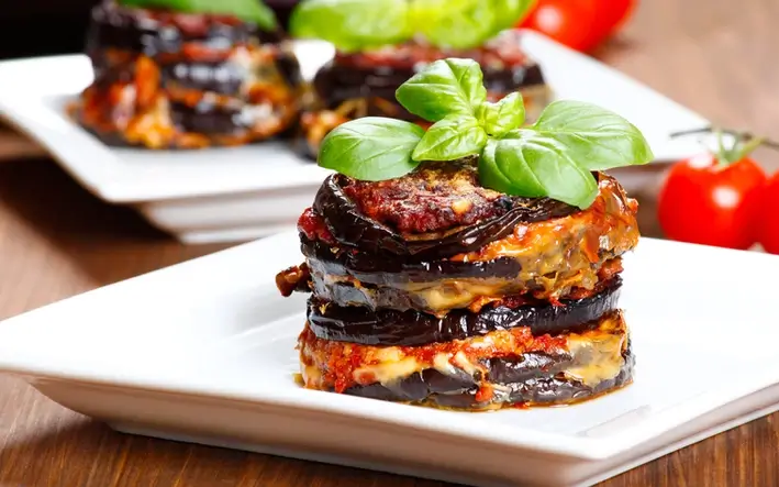 Plate with Parmigiana di Melanzane