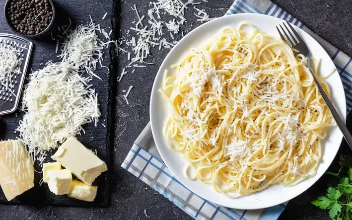 Pasta with grated pecorino siciliano