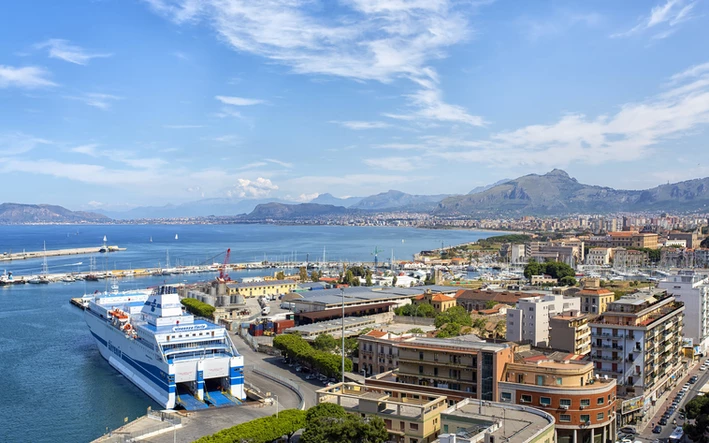 View of the ferry port of Palermo