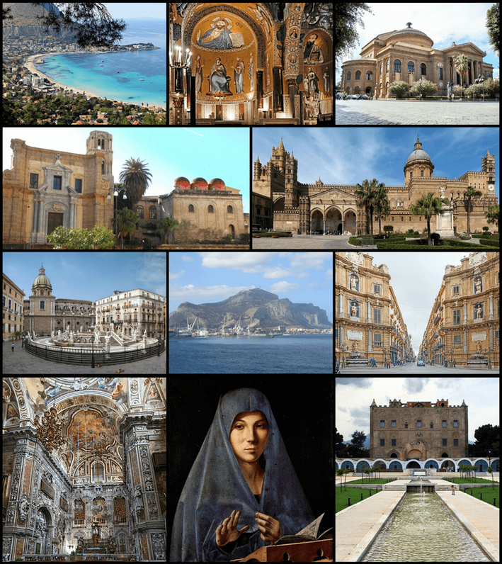 Collage with photos of Palermo