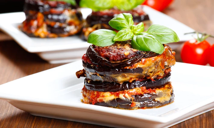 Plate with Parmigiana di Melanzane