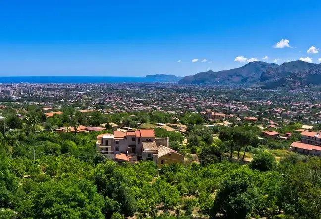 View over Palermo to the Mediterranean Sea from Monreale