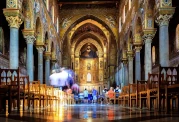 Jesus Christ above the altar in the interior of Monreale Cathedral