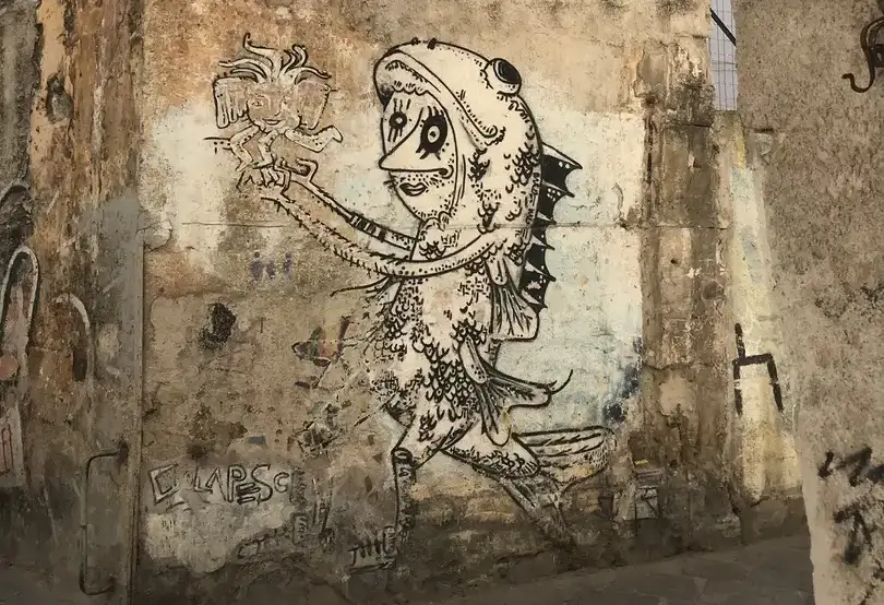 Street art in an alley in Palermo's old town