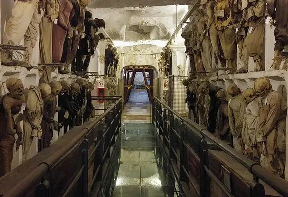 View of the aisle in Palermo's Capuchin Crypt
