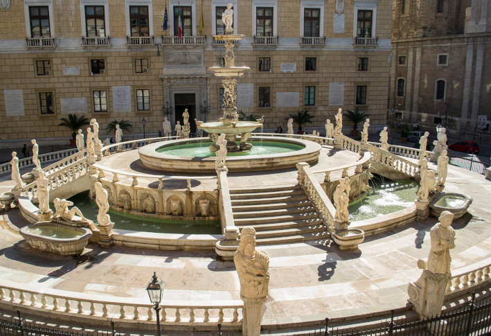 View of the Fountain of Shame in Palermo