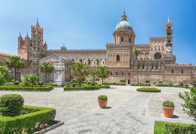 The impressive exterior façade of Palermo Cathedral