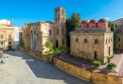 View of the Piazza Bellini with the churches Santa Maria dell'Ammiraglio and San Cataldo