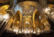 The dome with Christ as Pantocrator above the main altar in the Cappella Palatina