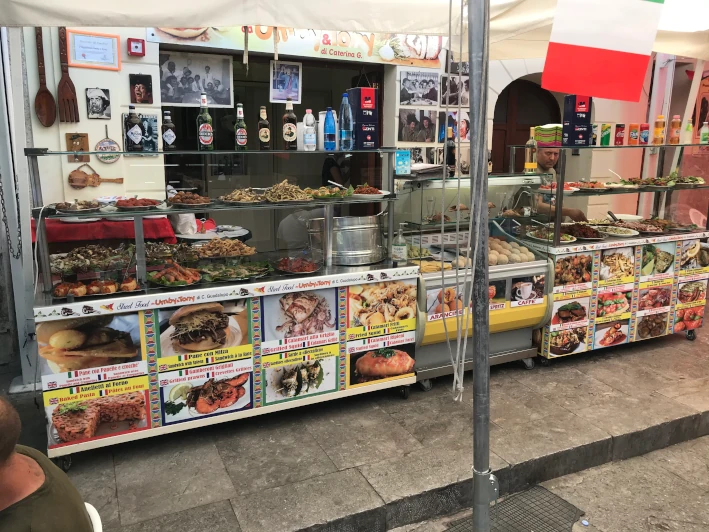 A street food stand at the Ballarò market