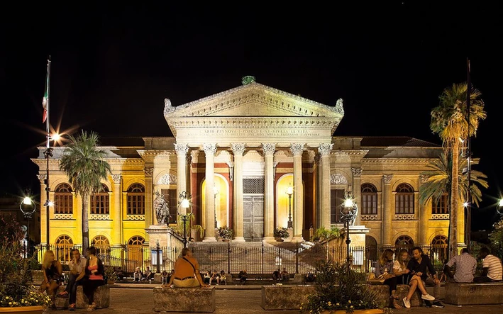 View of the Teatro Massimo by night